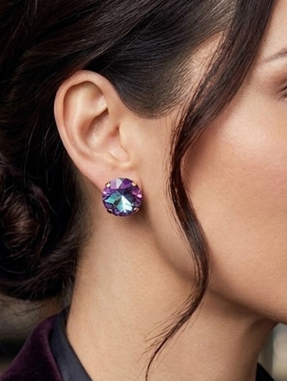 Garden Party Purple Oversized Stud Earrings NWT